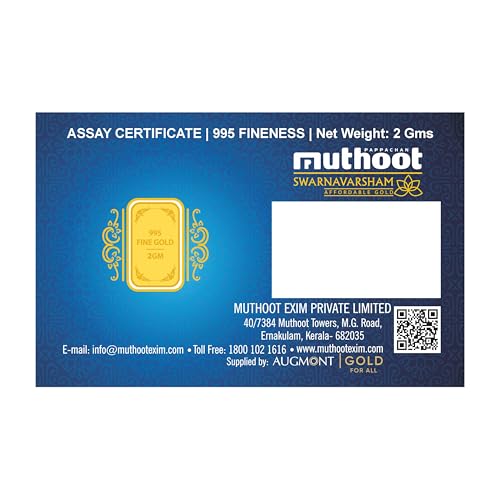 Image of Muthoot Pappachan Swarnavarsham 24K (995) Yellow Gold Bar 2 Gm