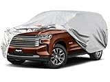 Kayme Large SUV Car Cover Waterproof All Weather for Automobiles, Outdoor Full Size SUV Cover Rain Sun UV Protection, Universal Fit for Chevrolet Tahoe, Lincoln MKT, GMC Envoy (207-214 inch)