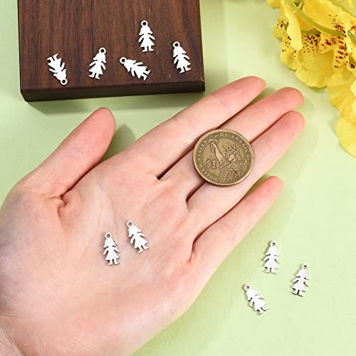 Liqunsweet 10 Pieces 304 Stainless Steel Metal Girl Charms Silhouette Female Figure Charming Pendant For Girlfriend Boyfriend Bracelet Necklace Earrings Jewelry Making Diy Findings - 14Mm #TOP3