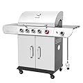 Royal Gourmet SG5002 5-Burner Propane Gas Grill with Sear Burner & Side Burner, Stainless Steel Cabinet Style Gas Grill with 61,000 BTUs Output for Outdoor Patio Garden Backyard Cooking, Silver