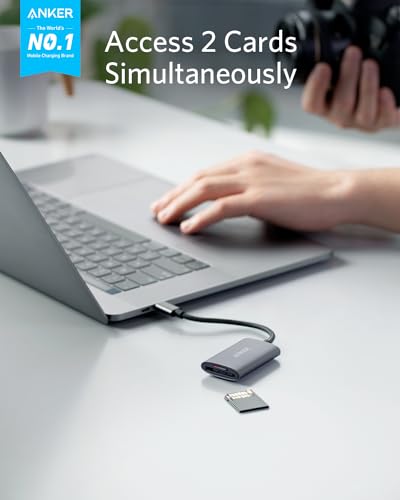 Anker USB-C SD 4.0 Card Reader, PowerExpand+ 2-in-1 Memory Card Reader, for SDXC, SDHC, MicroSD, MMC, RS-MMC, Micro SDXC, Micro SDHC, UHS-II, and UHS-I