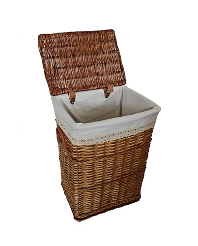 DVier Cesto portabiancheria baule per biancheria marrone chiaro 32x24 H.48cm 30L