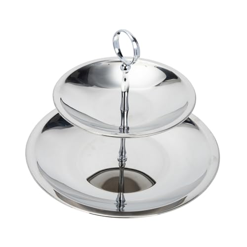 HOLIDYOYO Decorative Fruit Tray 2 Tier Serving Tray 3 Tire Cupcake Stand Dessert Display Stand Cupcake Tower Stand Plate Fruitcake Fruit Cakes Multi-layer Fruit Tray Silver Stainless Steel