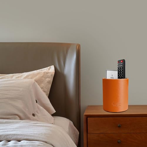 Image of Pen Pencil Holder Cup Container PU Leather Desk Organizer Stand Decor Brush Scissor Holder Decoration Office Desk Home School