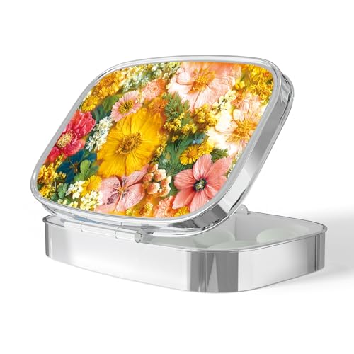 Image of Pill Box-2 Compartment Small Pill Case Portable for Pocket & Purse Single Pill Carrier Pill Container to Hold Vitamins Medication Fish Oil and Supplements BPA-Free