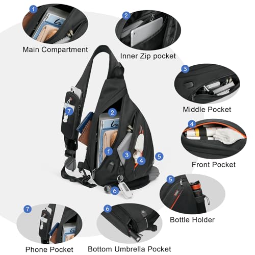 Mochila de bandolera para mujer deportiva 19L negro miniatura 3