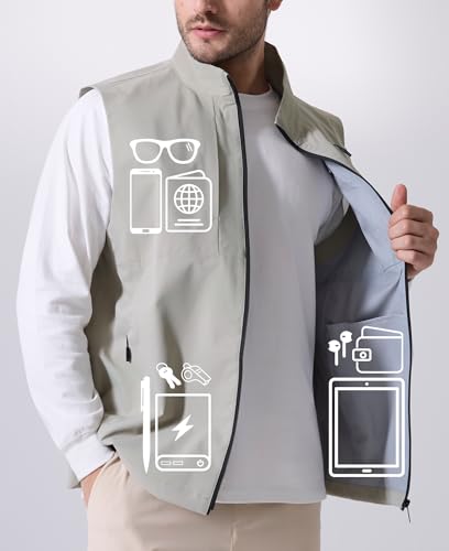 Image of Susclude Men's Quick Dry Lightweight Softshell Vest Windproof Sleeveless Jacket for Fishing Work Golf Hiking Casual Travel