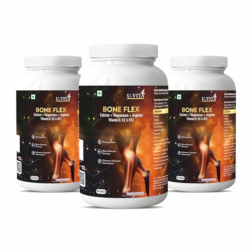 Image of U-VITA Bone Flex Calcium Supplement for Men & Women | Supports Strong Bones & Joints | 60 Veg Tablets | Formulated in the UK (3)