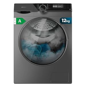 Cecotec Lavadora 12 Kg Carga Frontal Bolero DressCode 121000 Steel. 1400 rpm máximas Regulables, 2000 W, Certificación WoolMark, Motor Inverter Plus, 14 Programas,Spa Care, Delay Start