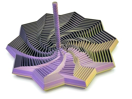 Image of Expanded Sensory Fidget Star with Handle - Visually Captivating and Satisfyingly Noisy! (Black - Gold - Purple, Extra Large)