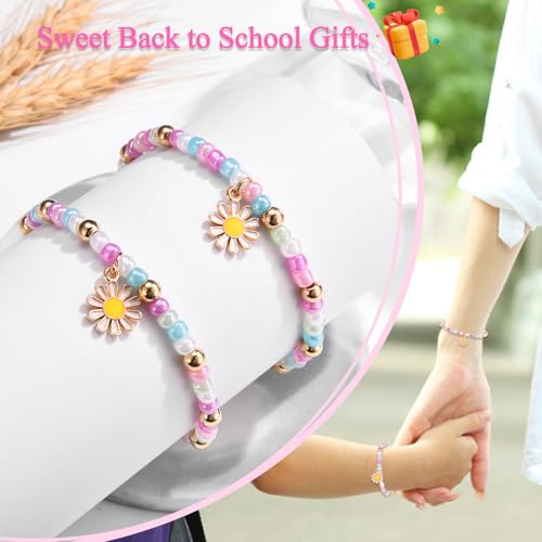 Image of Back to School Gifts Bracelet Mommy and Me Mom and Daughter Bracelets Set for 2 First Day of School Bracelet Gifts for Daughter Girls Kindergarten Preschool Pre k 1st 2nd Grade