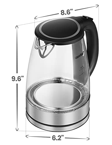 COMFEE-Glass-Electric-Tea-Kettle-Hot-Water-Boiler-17L-Cordless-with-LED-Indicator-1500W-Fast-Boil-Auto-Shut-Off-and-Boil-Dry-Protection