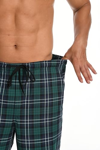 Image of Men's Summer Cotton Woven Pajama Shorts 3-Pack Lightweight Sleepwear Lounge Pockets Elastic Waistband for Home