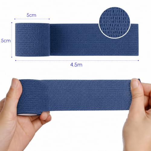 Image of Self Adhesive Bandage Wrap, 6 Pack, 5CM * 4.5CM, Cohesive Bandages, Medical Wrap, Elastic Bandage Wrap, Self Sticking Bandage Tape (Blue Color)