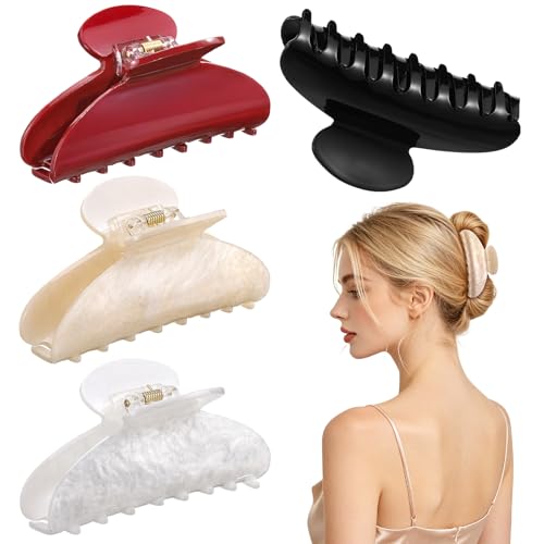 4 Pack 4.2 Inch Large Acrylic Claw Clips Strong Hold Hair Claw Cute Hair Clips Barrettes for Thick Thin Hair