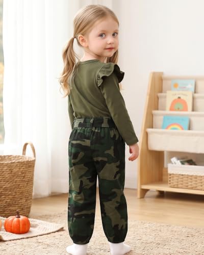 Image of Newborn Baby Girl Clothes Letter Print Long Sleeve Bodysuit Ruffle Floral Pants with Headband 3Pcs Infant Girl Outfits Set