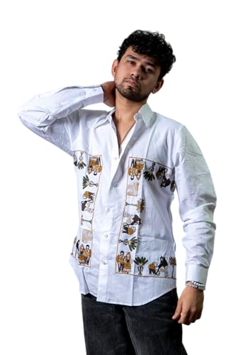 Image of The Tribal Fair Men's Shirt Ethnic Printed Casual Regular Fit Lightweight Breathable Comfortable Fabric Full Sleeve Stylish Shirt for Men