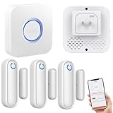 Door Chime with Phone App,WiFi Door Open Contact Sensor Alarm Chime with 600 FT Range,WiFi Door Ringer Alert for Business/Store/Home/Office When Enter (Three Sensor One Gateway)