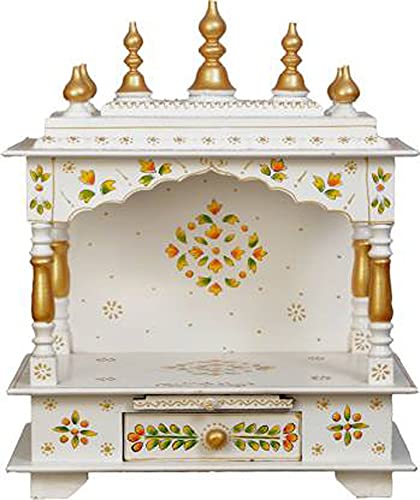 Home and Bazaar Rajasthani Ethnic Handcrafted Wooden Temple / Mandir / Pooja Ghar / Mandapam Size 18x12x24 InchHB17KI-213