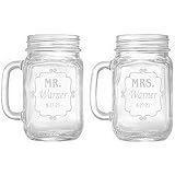 Let's Make Memories Personalized Mason Drinking Jar Set - Rustic Barware - Weddings, Anniversaries - Customize Names, Date