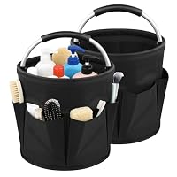 Vibrivio Putzmittel Organizer 2-teilig Zusammenklappbar - 17L Haushaltshelfer Mit 6 Taschen Aus 600D Oxford - Treppenkorb Stufenkorb Für Garten, Outdoor Und Einkauf - Tragbarer Aufbewahrungskorb Schwa