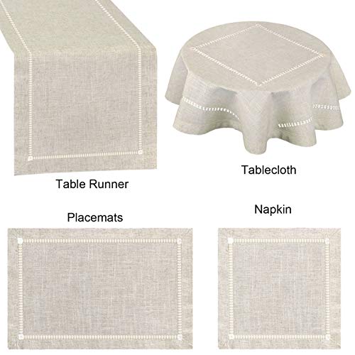 Grelucgo Handmade Double Hemstitch Natural Tablecloth, Oval 60 By 84 Inch #TOP6
