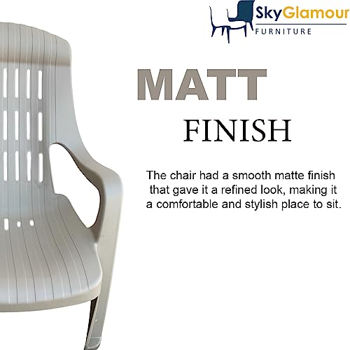 Image of SkyGlamour Supreme Comfy Relax Plastic Arm Chair | Comfort Plastic Chair for Living Room, Garden, Home, Indoor and Outdoor Use | Weight Bearing Capacity Upto 150 KG|Color: Dark Beige; Set of 4