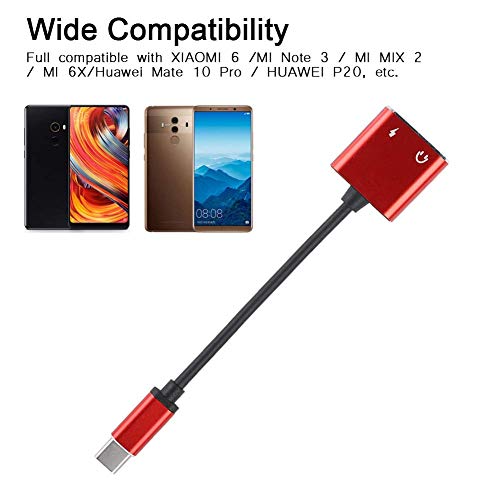 Usb Type-C Audio Adapter,2 In 1 3.5 Mm Type C Audio Converter,Multi-Function Headphone Splitter,Adapter Suitable For Samsung,Xiaomi,Huawei(Red) #TOP1