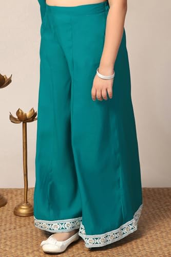 Image of Fashion Dream Girl's Silk Blend Ethnic Top and Palazzo Set |Kids Salwar Suit Set|Indo Western Set