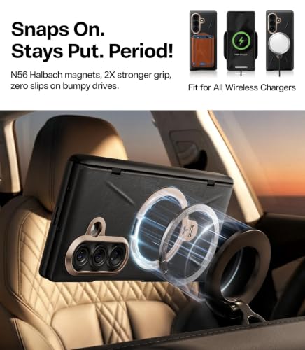 Image of TORRAS Q3 VegSkin for Samsung Galaxy Z Fold 8 Ultra 5G Case, Silicone Leather, 360 Magnetic Stand, Compatible with MagSafe, Hinge Protection, Slim Shockproof Back Cover, Black