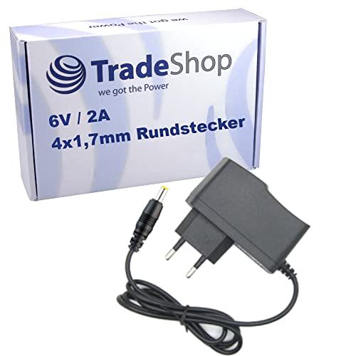 Trade-Shop 6V 2A Netzteil/Ladegerät/Stecker kompatibel mit ICOM BC-153SA IC-R3 IC-R5 IC-R20 IC-M24 IC-M23 Kommunikationsempfänger Funkgerät