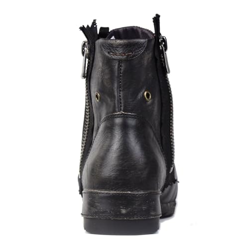 Image of Mens Chukka Biker Cowboy Stylish Motorcycle Combat Hiking Fashion Casual Cowhide Leather Ankle Side Zipper Boots CD-5008-8-Retro-US-R