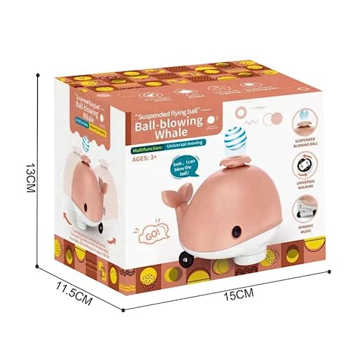 Image of Kidology Floating Ball Whale Toy, Electric Air Blowing Floating Ball Toy with Music | Unique Birthday Party Gifts for Kids Age 3+ (Pink)