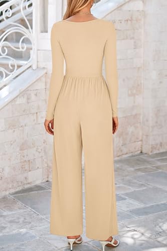 PRETTYGARDEN Womens Jumpsuits Dressy Casual Fall Fashion 2025 Trendy Long Sleeve Wide Leg Rompers Spring Work Office Outfits