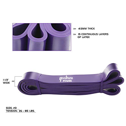 Yooband Power Resistance Band Set,Pull Up Assistance Bands,Exercise Bands,Workout Stretch Bands,Mobility Bands, Powerlifting Bands For Power Training,Physical Therapy,Home Fitness(Purple,35-85Lbs) #TOP1