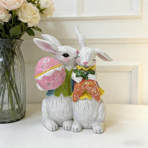 Statue en résine résistante aux chocs figurine lapin de Pâques durable