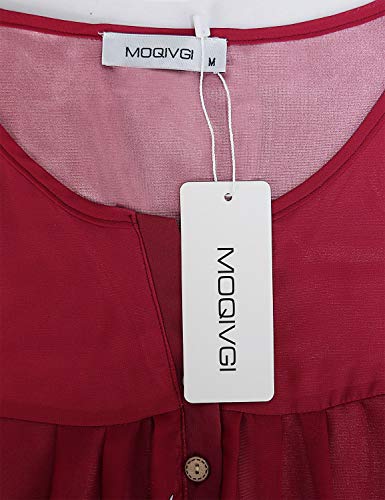 MOQIVGI Dressy Blouse for Women Fashion Flowy Chiffon V Neck Tank Tops Double Layers Cute Summer Casual Sleeveless Flower Shirts Red XX-Large - image 3