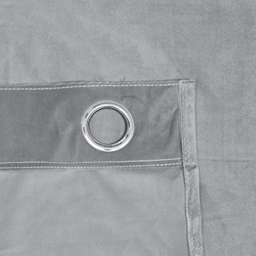 Image of High Sofa Quality Velvet Solid Grommet Room Darkening Eyelet Door Curtains for Living Room, Silver 8 Feet, Set of 2 Pieces