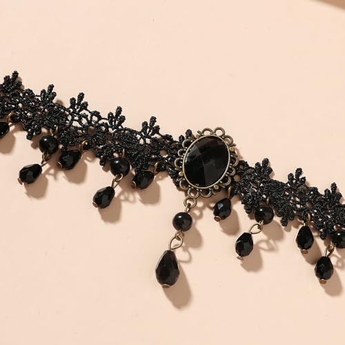 Black Lace Tassels Choker Necklace - Boho Fashion Prom Dainty Sexy Body Chain4