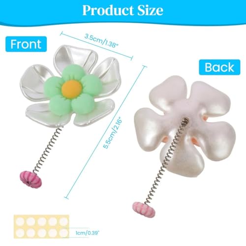 Image of Car Dashboard Decor Sunflower Cute Shaking Head Dancing Flower Interior Accessories Mirror Decorative Ornament (Includes 5 Flowers with Adhesive Stickers for Easy Install) (5 Pcs)