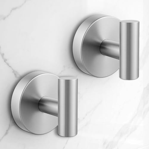 Image of Heavy Duty Suction Cup Hooks for Glass Window,Tile,Mirror,Removable Shower Hooks for Inside Shower,Metal Towel Hooks for Bathroom,2 Pack(Silver)