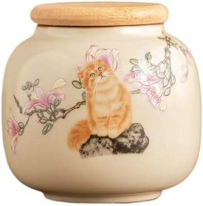 Tea Canister Beautiful Ceramic Canister for Loose Leaf Tea Tea Storage Container for Tea, Coffee, Herb, Sugar, Spice, Nuts Tea Tin(Yellow)