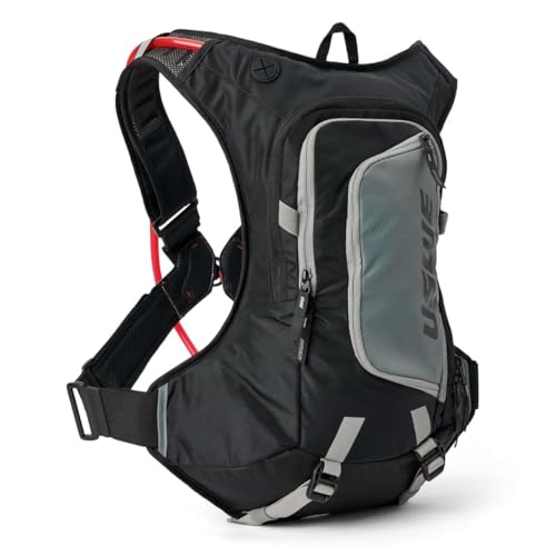 USWE Moto Hydro Hydration Pack - with Water Bladder a High End Bounce Free Backpack for Enduro and Off-Road Motorcycle (12L Adventure Fit Black/ Grey)