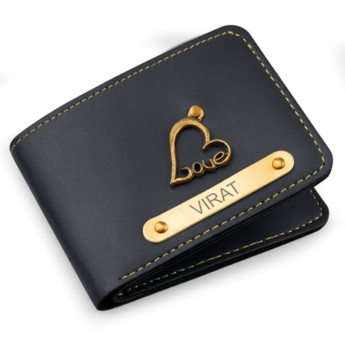 Image of The Wallet Store Personalised Leather Wallet for Men | Customised with Name and Charms | Best Gift for Husband, Boyfriend, Brother | for Anniversary, Birthday, Etc (Grey)