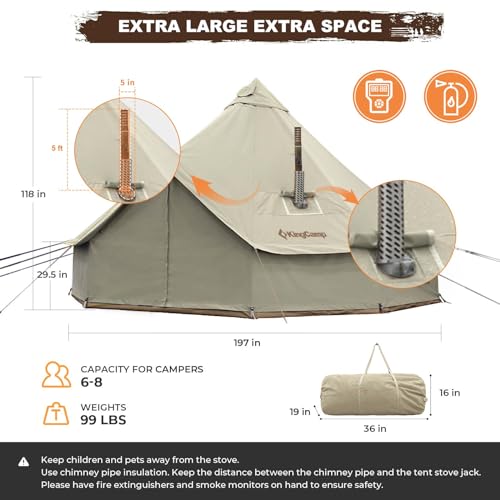 Carpa KingCamp Khan Canvas Bell 16.4ft Camping 2 Habitaciones miniatura 2