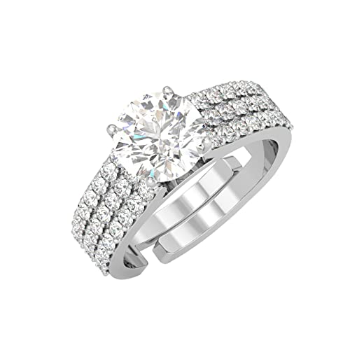 Clara Pure 925 Sterling Silver Solitaire Finger Ring with Adjusta...