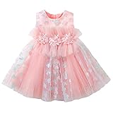 [Baby Nest] ワンピース 女の子 セレモニー服 子供 チュールスカート ベビー服 レースドレス サテンドレス 結婚式 発表会 ピンク 100 2-3歳