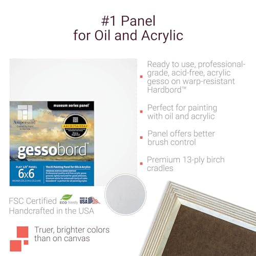 Ampersand Art Supply GBSCG3030 Gesso Wood Painting Panel: Museum Series Gessobord thumb #2