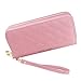 Monederos Mujer Cartera de Mujer de Gran Capacidad, Billeteras para Mujer Grande de Cuero on RFID Bloqueo Bolsos Largo de Mujer Compartimento Doble con Cremallera Correa para la muñeca, Rosa