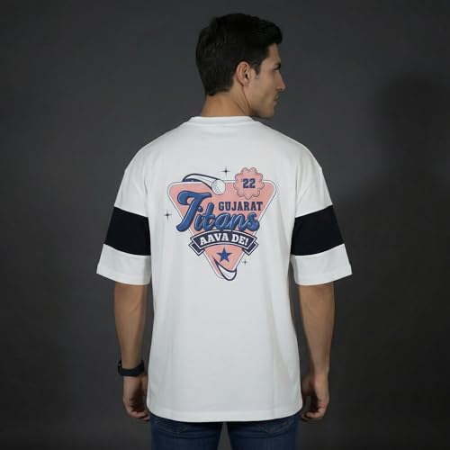 Image of playR x GT White OS TEE for Men & Women - 100% Cotton Oversized T Shirt Soft, Casual & Streetwear Loose Tee, Relaxed Fit, Oversize Gymwear Top - All Season